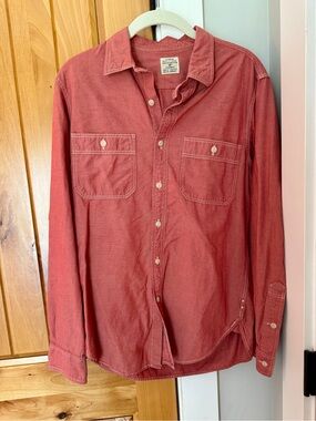 J Crew Pink Cotton Chambray Button Down